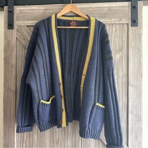 Vintage Willis & Geiger outfitters blue yellow cardigan men’s large *